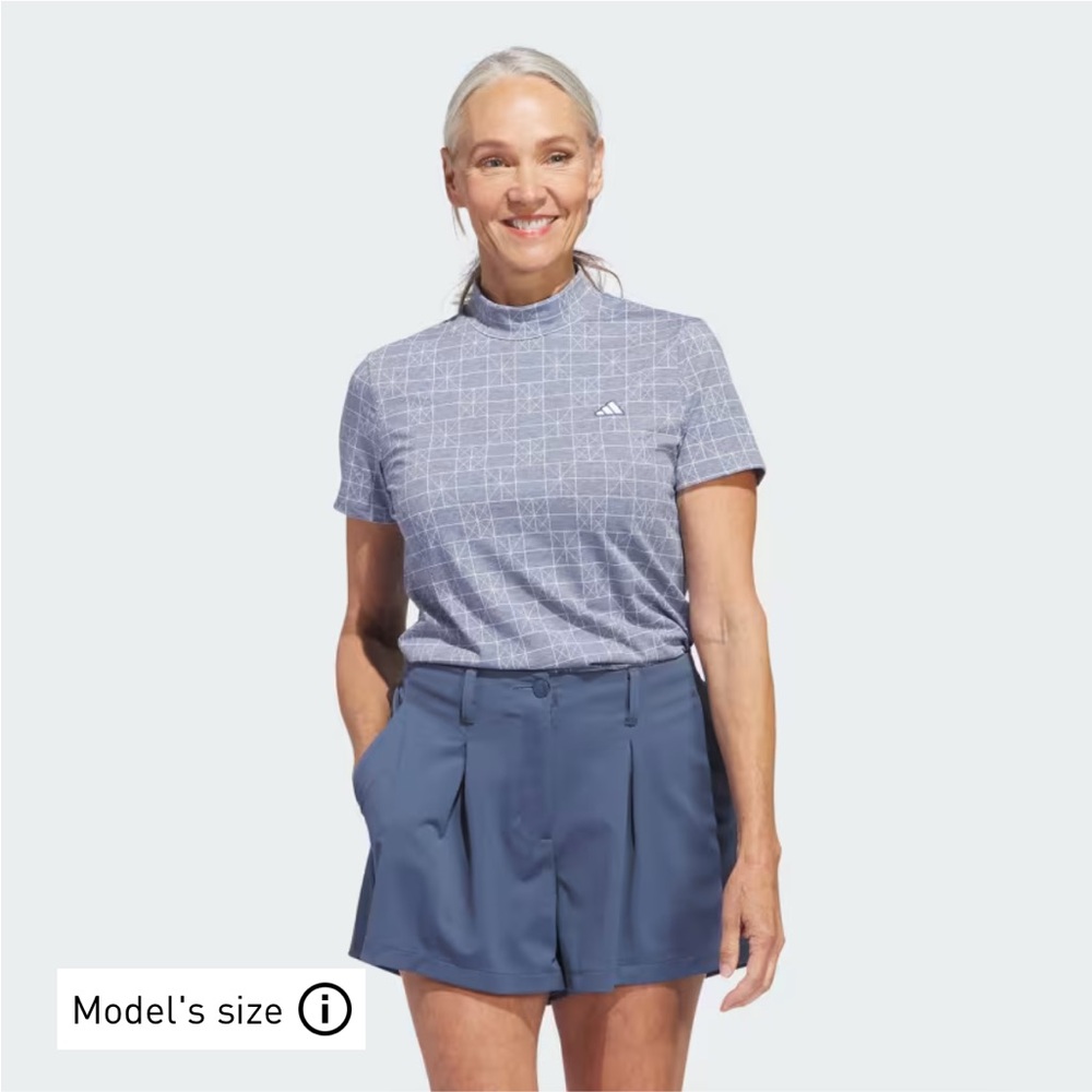 NWT Adidas Women's Go-To Polo shirt in Preloved Ink with geometric print size M